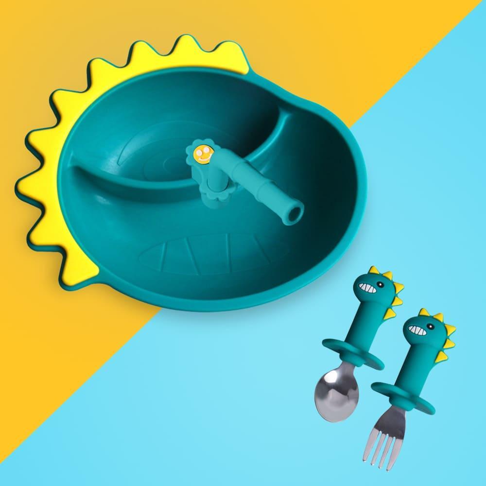 StarAndDaisy Silicone Feeding Plate Set for Baby & Kids with and without Straw