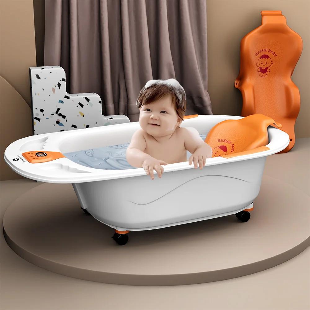 StarAndDaisy Baby Bath Tub with Bath Seat and Temperature Sensor and Detachable Wheels