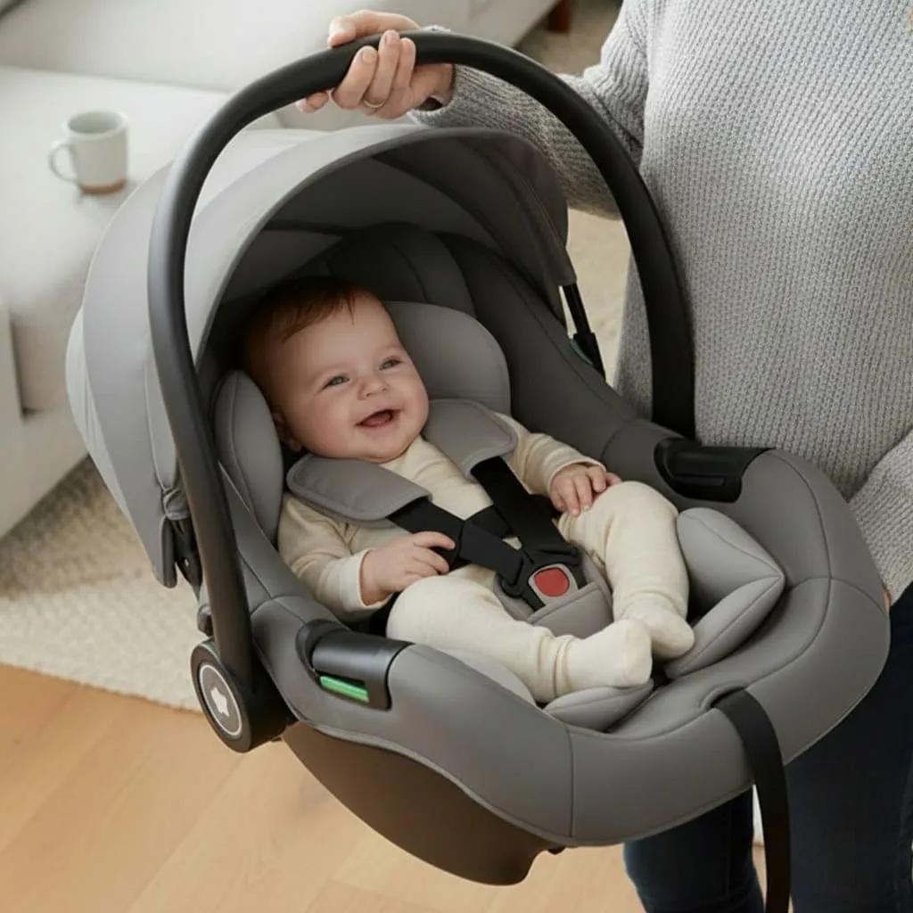 StarAndDaisy Baby Carry Cot/Car Seat with 3-Point Safety Belt, Canopy and Cloud Fabric Comfort